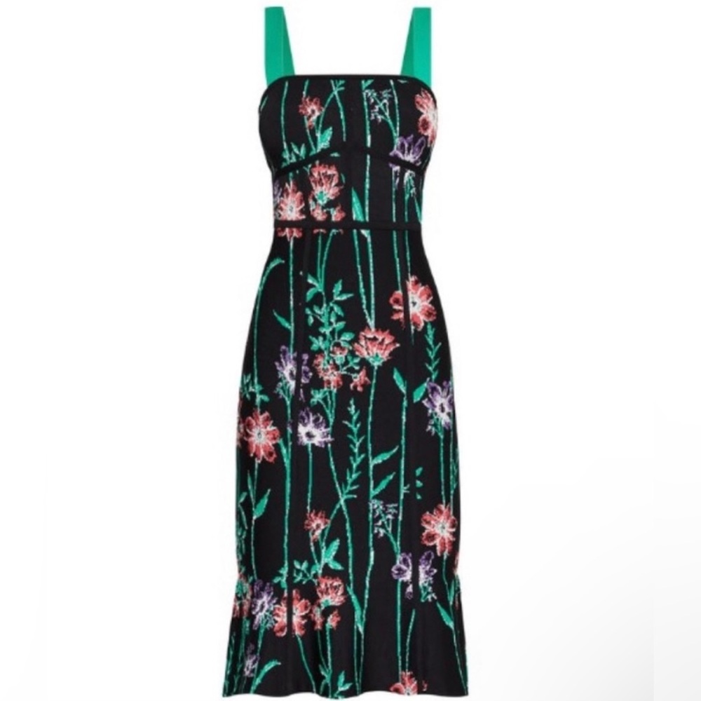 BCBGMAXAZRIA Floral Midi Knit Dress 👗 Medium ❤️ HL - Picture 5 of 14